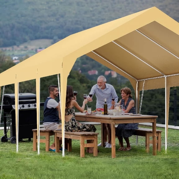 EastVita Carport Shelter Industrial Grade Frame Full Weather Protection Height Adaptable Frame Multi Vehicle Coverage for Outdoor Vehicle Storage RV Parking
