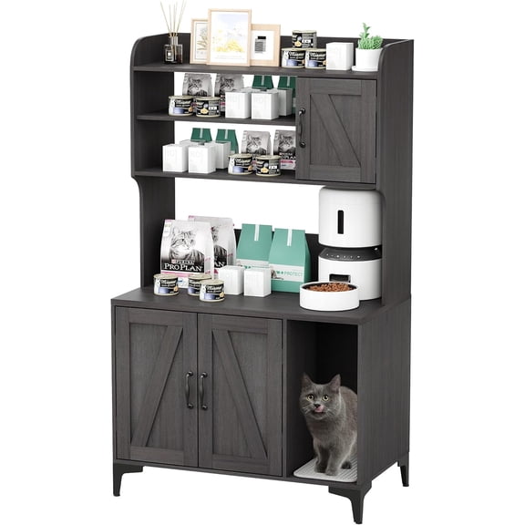 EastVita Cat Litter Box Furniture - Enclosed Litter Box with Ample Storage, Privacy for Cats, Versatile Home Decor, Easy-Access Design, and Simple Assembly, Walnut