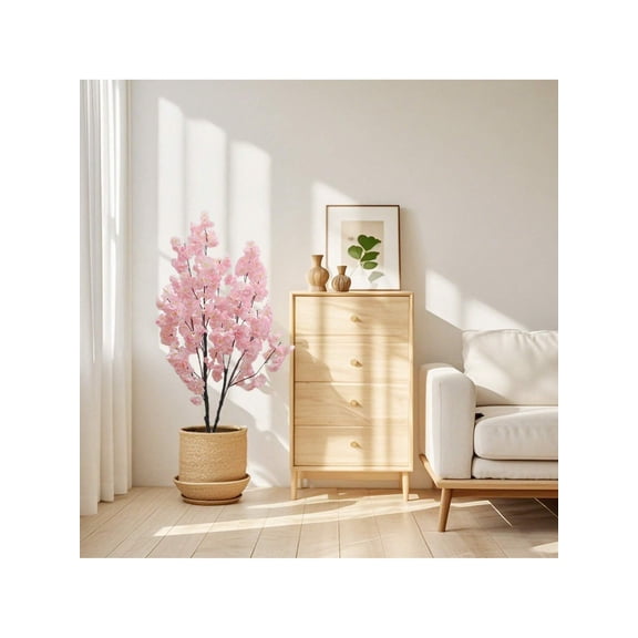 EastVita Cherry Blossom Tree Artificial Cherry Blossom Flowers Tall Floor Plant Pre-Potted Pink Cherry Plant Decorative Tree For Indoor Outdoor Wedding Party Home Office Decor 120cm Pink
