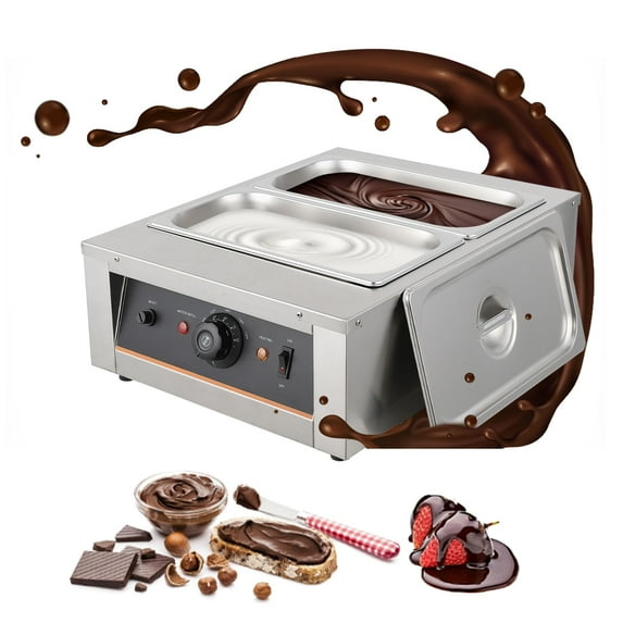 EastVita Chocolate Tempering Machine - 2 Tanks,4.12 QT Each,86~176℉ Temp Control,1500W Stainless Steel Electric Commercial Food Warmer,Knob,Model CS-4