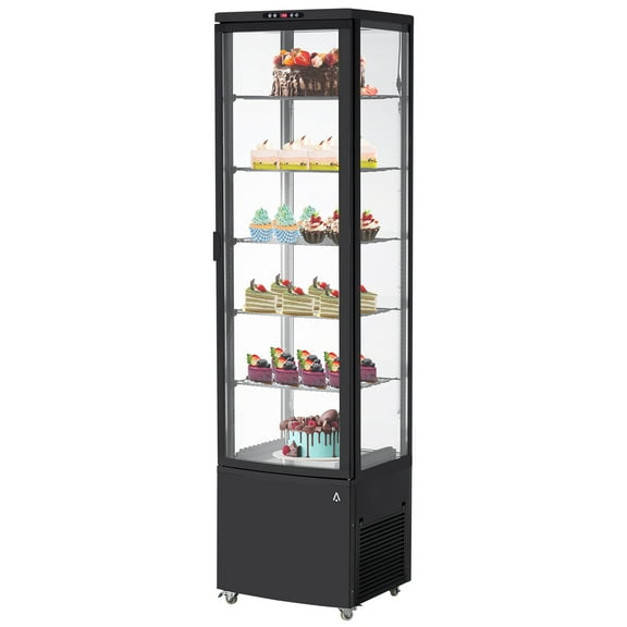 EastVita Commercial Cake Bread Display Refrigerator, Single-Door with Universal wheel, Interior LED Lighting, Double-Layered Glass, Countertop/Floor Refrigerator, 110v