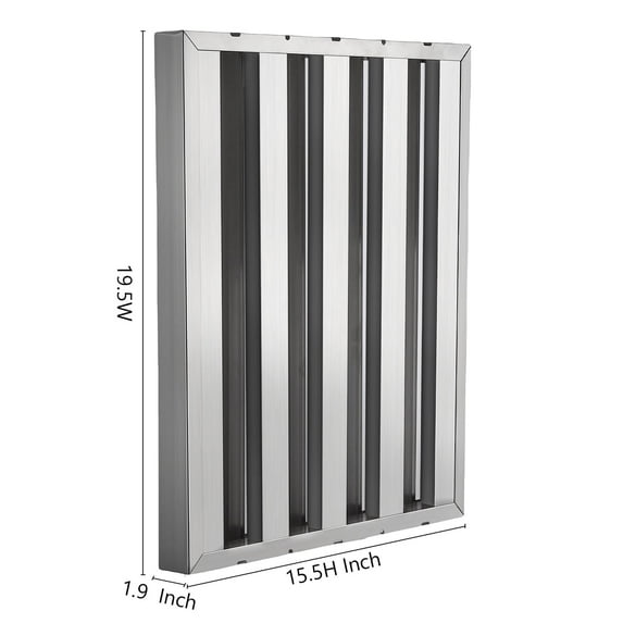 EastVita 【Commercial Hood Filters 19.5W x 15.5H Inch】430 Stainless Steel,6 Grooves,Range Hood Filter for Kitchen Exhaust Hoods,Pack of 6,Silver