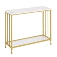 thumbnail image 1 of EastVita Console Table with 2 Storage Shelves,Entryway Table with Glass Shelf,Behind Couch Side Table,Metal Frame,Gold, 1 of 8