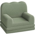 thumbnail image 1 of EastVita Couch 2 in 1 Convertible Teddy Fleece Fabric Toddler Sofa Chair Soft Fold Out Couch Lounger for Comfy Children's Sofa Bed for Playroom Nursery Birthday Gift Green, 1 of 7
