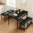 thumbnail image 1 of EastVita Dining Table Set for 4,Kitchen Table Set with Upholstered Bench & Square Stools,Metal and Wood Dining Room Table Set,Black, 1 of 8