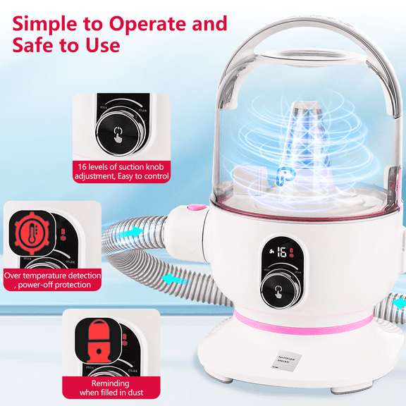 EastVita Dog Grooming Kit, 5 in-1 Dog Hair Vacuum & Pet Grooming Vacuum Suction 99% Pet Hair for Dogs Cats, 2L Large Capacity Dust Cup, Low Noise Dog Hair