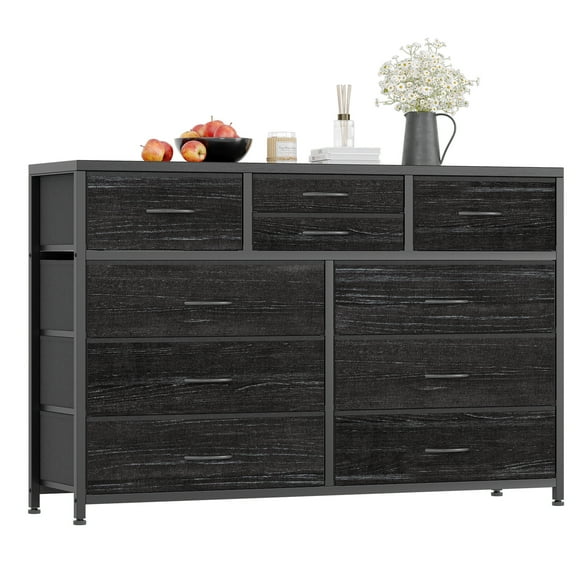 EastVita Dresser for Bedroom TV Stand for 55” TV, Entertainment Center with 10 Drawers, Storage Organizer Unit for Living Room