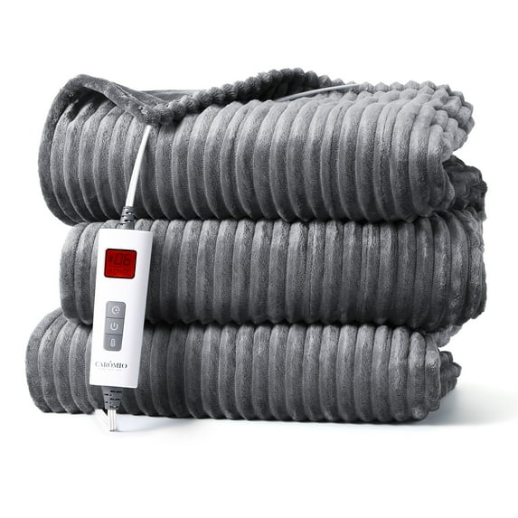 EastVita Electric Blanket Twin Size -Soft Flannel Heated Blanket with 6 Heating Levels Time Settings Fast Heating Blanket with Enlarged Heating Area