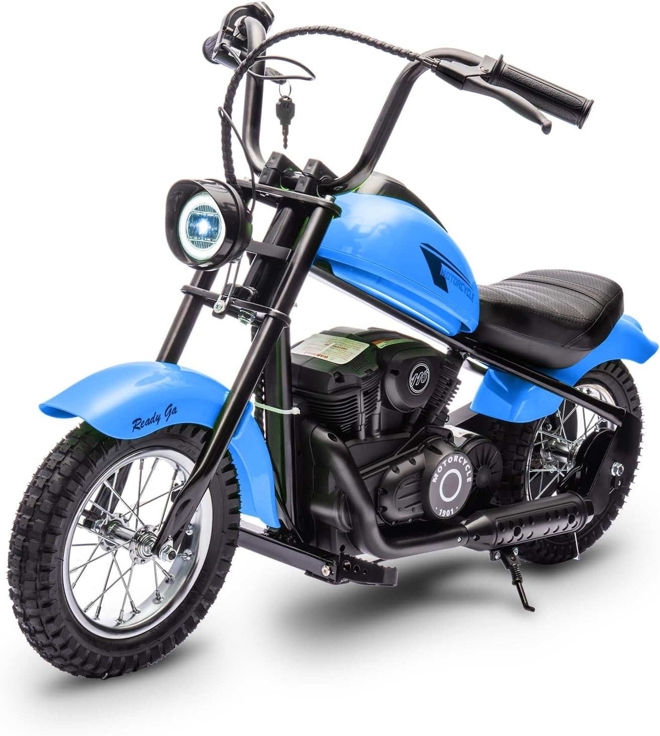 EastVita Electric Ride on Motorcycle for Kids, 24V 250W Kids Electric Dirt Bike, Two Speed 14MPH with Led Lights, Leather Seat, Rear Brake, Electric Motorbike Ride on Car blue