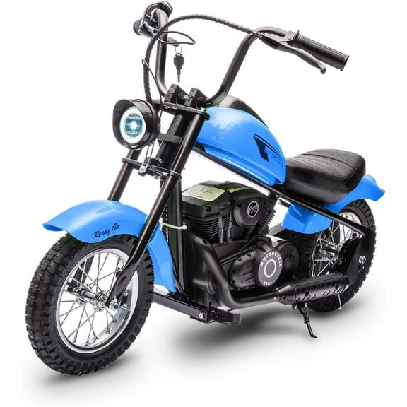 EastVita Electric Ride on Motorcycle for Kids, 24V 250W Kids Electric Dirt Bike, Two Speed 14MPH with Led Lights, Leather Seat, Rear Brake, Electric Motorbike Ride on Car blue