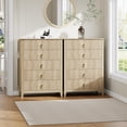 thumbnail image 1 of EastVita Fluted Dresser for Bedroom 43 Tall Storage Organizer Cabinet Living Room Hallway Entryway Natural, 1 of 7