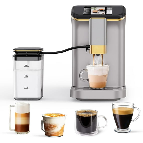 EastVita Fully Automatic Espresso Machine,Coffee Maker With 20 Bar, Milk System, 7 Coffee Varieties, Intuitive Touch Display, Coffee Machine With Auto Clean Filter