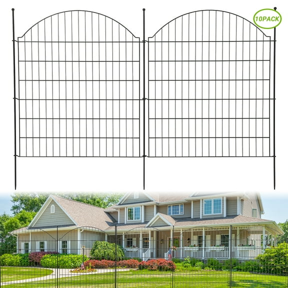 EastVita Garden Fence,10 Panels No Dig Decorative Fence for Outdoor ,Yard,Patio,29*32 In Animal Barrier Rustproof Metal Wire Panel,Temporary Dog Fence Arc Arc 29w×32h in