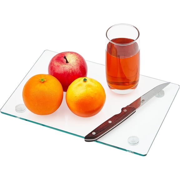 EastVita Glass Cutting Board, Tempered Glass Cutting Board for Kitchen, Clear Kitchen Board for Countertop, Scratch Resistant, Heat Resistant, with Non-Slip Feet, Easy to Clean-12x16"