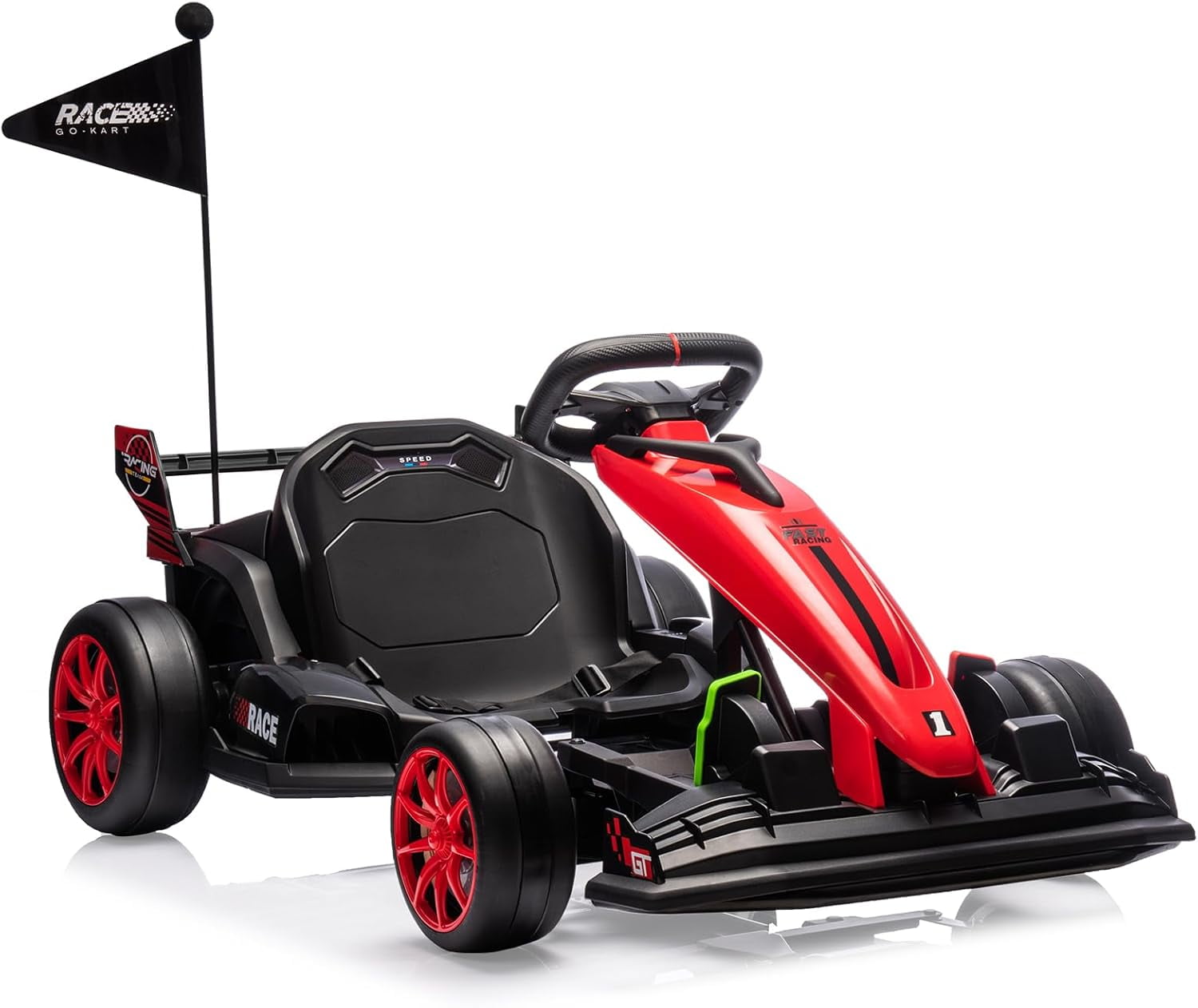 EastVita Go Kart Electric Drift Kart Car with Adjustable Seat, 24V Outdoor Ride On Toy with Variable Speed Mode, Crazy Cart for Kids 6+ Years Old, High-Speed Racing and Immersive Gaming Combo