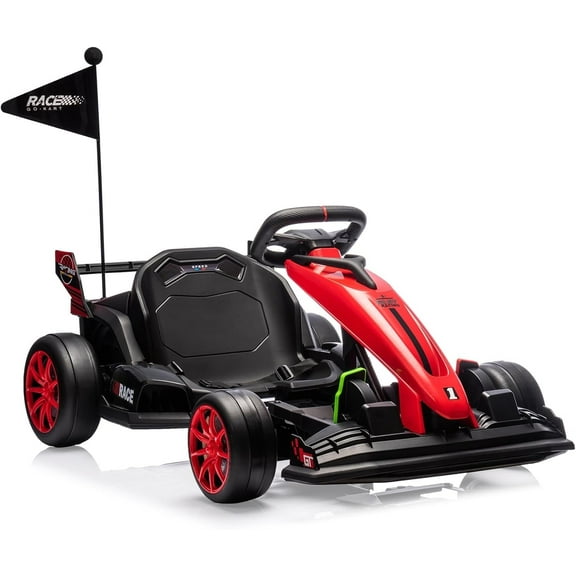 EastVita Go Kart Electric Drift Kart Car with Adjustable Seat, 24V Outdoor Ride On Toy with Variable Speed Mode, Crazy Cart for Kids 6+ Years Old, High-Speed Racing and Immersive Gaming Combo
