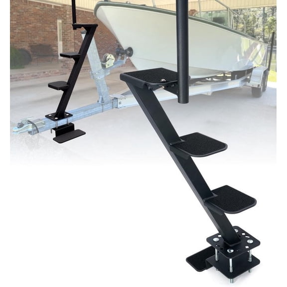Bilot Universal Mount Aluminum 2 Step Folding Transom Boat Ladder ...