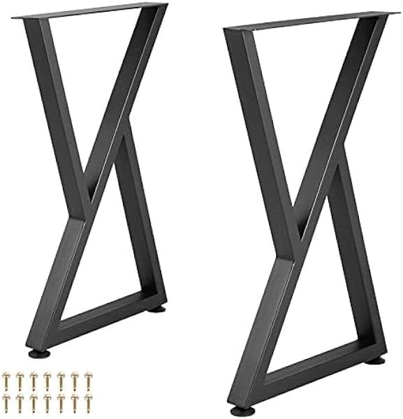 Yahpetes Metal Table Legs 2-Pack - 28"H X 18"W, Black Cast Iron, Heavy Duty For DIY Tables