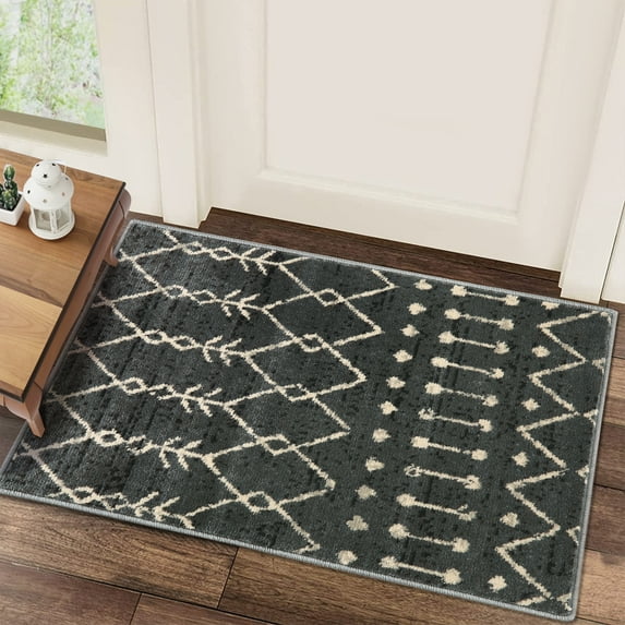 EastVita Home Rug Vintage Trellis Floor Cover Moroccan Geometric Indoor Carpet Non-Slip Soft Floor Cover Oriental Carpet Tribal Rug for Living Room Bedroom