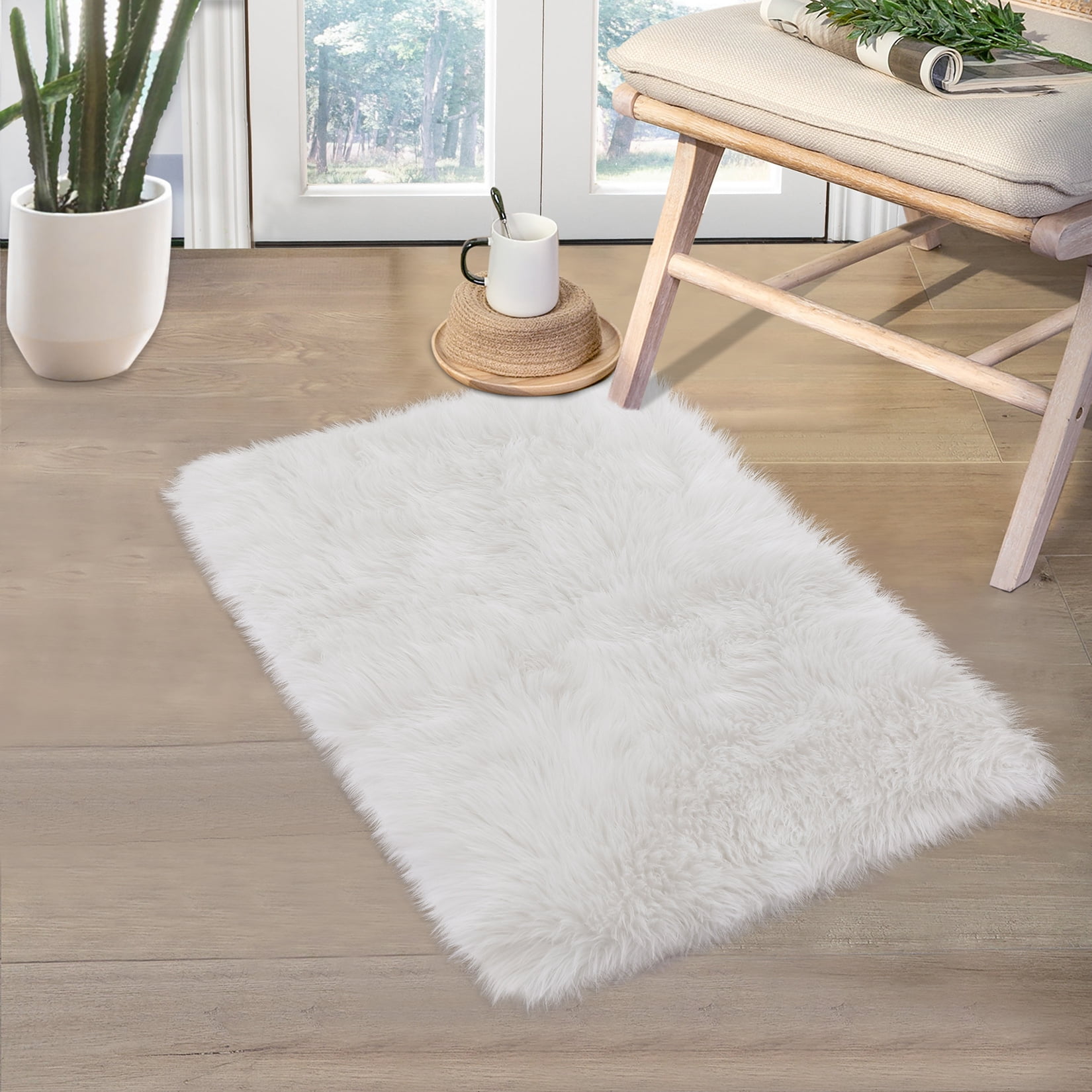 EastVita Home Shaggy Soft Faux Sheepskin Fur Area Rugs Floor Mat Luxury