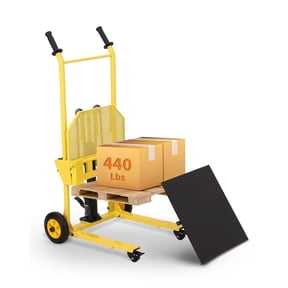 EastVita Hydraulic Material Lift 440lbs Capacity Pallet Truck Dolly Lift Table Fork Lift 36 Inch Max Lift Winch Stacker Multifunctional Hydraulic Hand Truck with Steel Platform Board Adjustable Forks