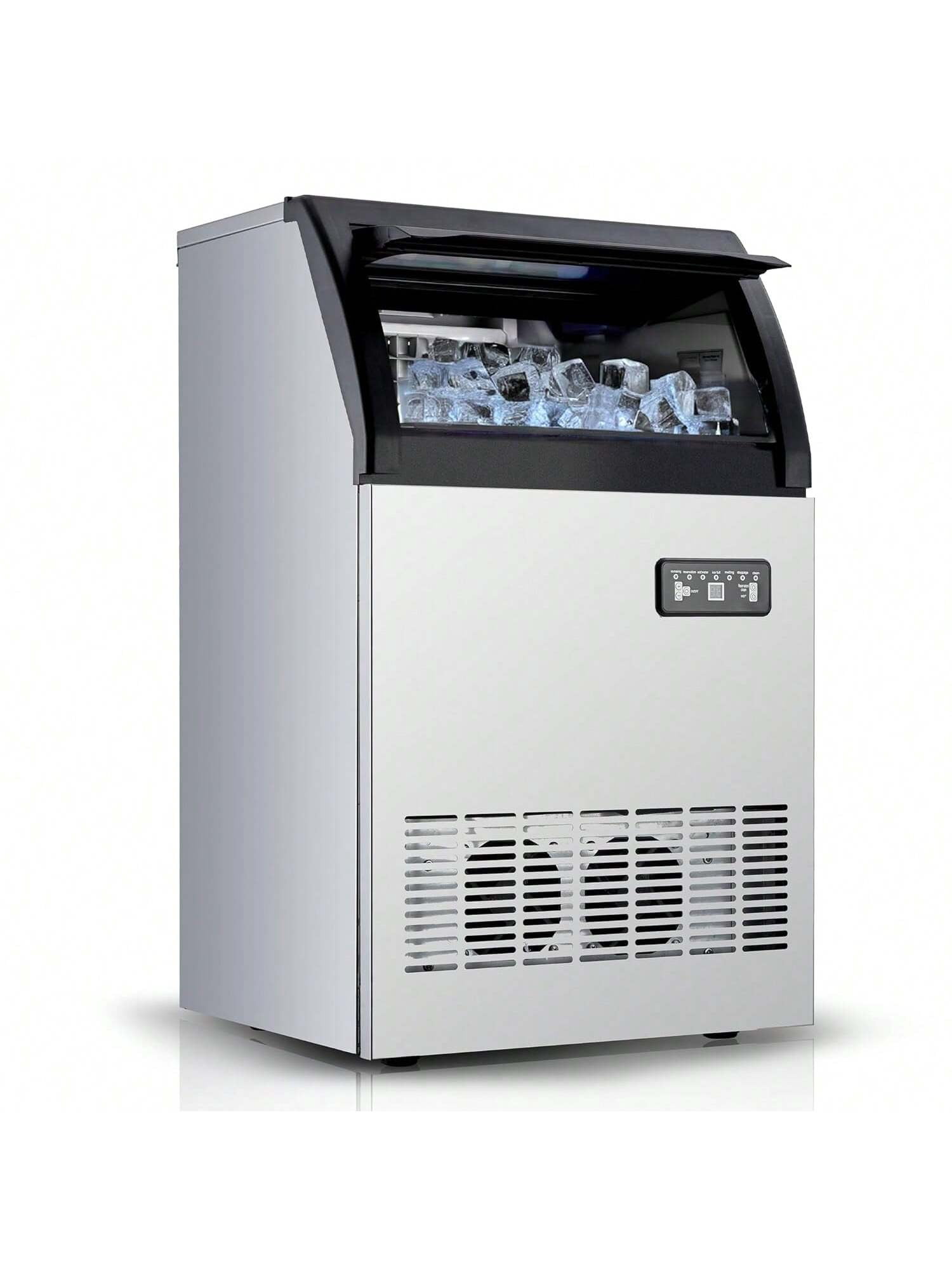 EastVita IdealHouse Commercial Ice Maker Machine. 120lbs/24H Stainless Steel Under Counter Ice Machine. Self Cleaning. 33 Lbs Basket For Home Office Restaurant Bar. Water Filter. Scoops. Drain Pipe