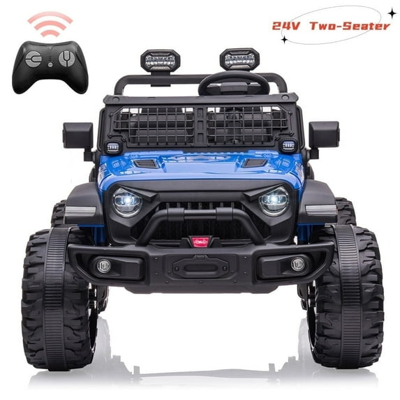 EastVita Kids 24V Ride on Car with Electric Remote Control Dual Drive Power Ride on Toys 2 Seats SUV Truck Wheels Vehicle with Control Bluetooth USB Mp3 Headlight