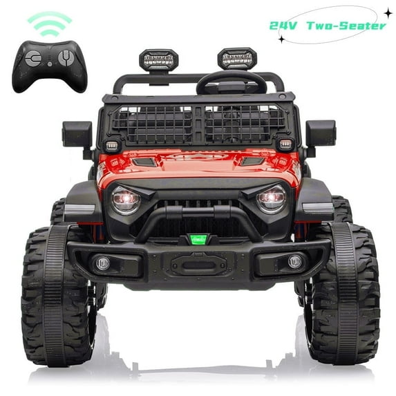 EastVita Kids 24V Ride on Car with Electric Remote Control Dual Drive Power Ride on Toys 2 Seats SUV Truck Wheels Vehicle with Control Bluetooth USB Mp3 Headlight