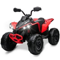 EastVita Kids ATV, 12V Ride on Toy Car of Bombardier Licensed BRP 4 Wheeler Quad Electric Vehicle for 3 Age+ Boys Girls Red