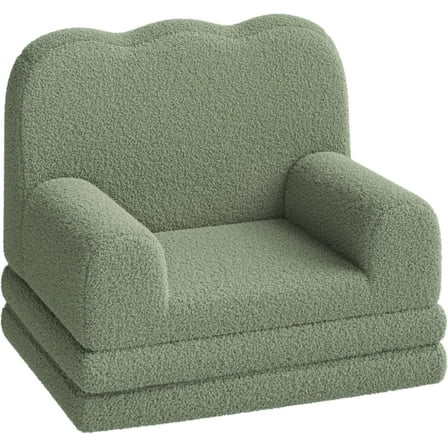 EastVita Kids Couch, 2-in-1 Comfy Toddler Couch Fold Out, Convertible Sofa to Lounger Foam Kids Chair with Soft Sherpa, Gift