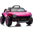 thumbnail image 1 of EastVita Kids Electric Vehicle Licensed Volkswagen | 12V Ride-On Toy with Remote Control | LED Lights, MP3, and Bluetooth Pink, 1 of 6