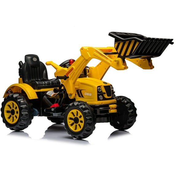 EastVita Kids Ride on Excavator with Front Loader 12V Battery Powered Construction Vehicles with Horn forward/Backward 2 Speeds Birthday Gifts for Kids