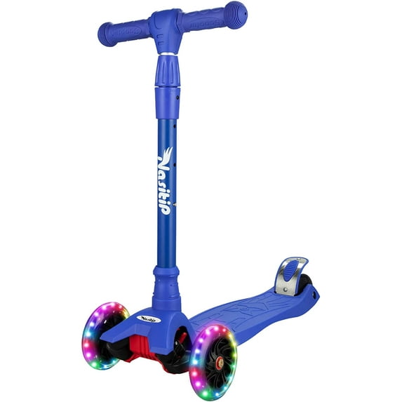 EastVita Kids Scooters for Age 3-15, Kick Scooter 4 Adjustable Height, AEBC-9 Bearing, 3 Light Up Wheels, Lean to Steer, Outdoor Activities