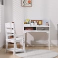 thumbnail image 1 of EastVita Kids Study Desk and Chair Set Compact Wooden Study Table with Adjustable Chair 2 Open Drawers Hutch Corkboard and Pen Holders for Homework and Art, 1 of 5