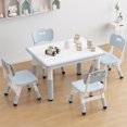 thumbnail image 1 of EastVita Kids Table and 4 Chairs Set Height Adjustable Rectangular Table with Graffiti Desktop Non Slip Legs Durable Safe BPA Free Materials Perfect for Home Classroom Playroom Ages 3 to 8 Gray, 1 of 7
