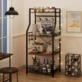 thumbnail image 1 of EastVita Kitchen Bakers Rack, Microwave Oven Stand with Large Wire Basket, Industrial Coffee Bar Station, 4-Tier Kitchen Utility Storage Shelf with 8 Hooks, 1 of 10