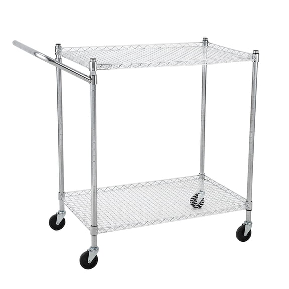 EastVita Kitchen Utility Cart,3-Tier Wire Rolling Utility Cart,Stainless Steel Service Cart w/Wheels and Storage Rack Handle forLaundry,Garage,Bathroom