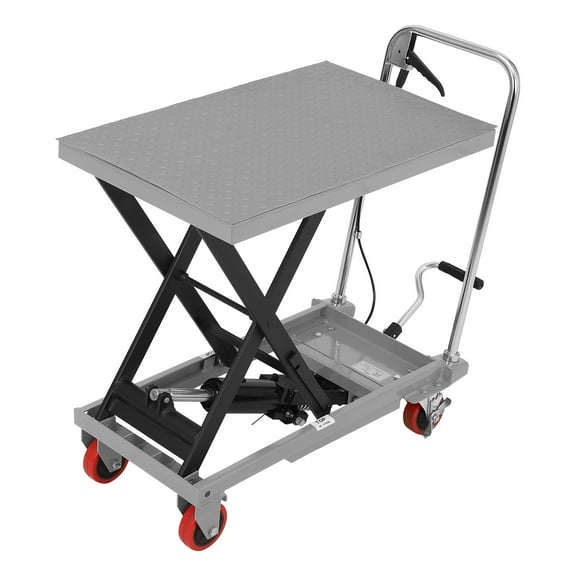 EastVita Lift Table Cart,500lbs Capacity,28.5" Lifting Height,Manual Single Scissor,4 Wheels,Non-Slip Pad,3mm,Grey