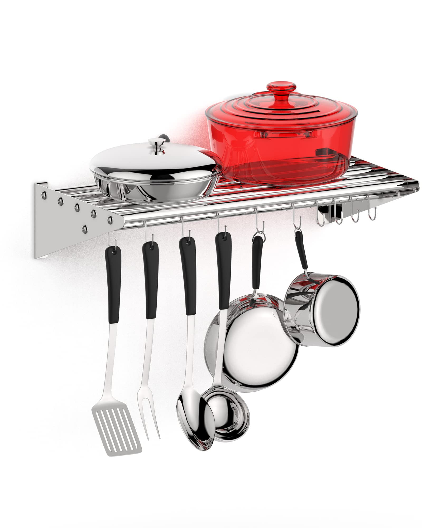 Stainless Steel Wall Mounted Kitchen Rack with Hooks