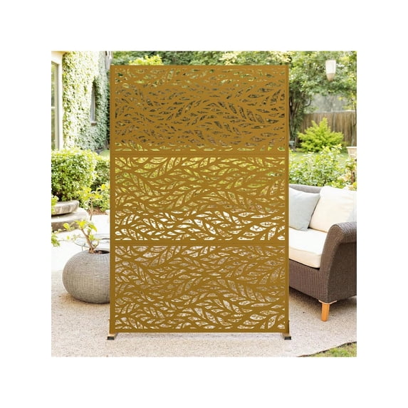 EastVita Metal Privacy Screen 72 inch H X 47 inch W Outdoor Privacy Screens And Panels Freestanding Decorative Fence For Patio Lawn Garden Deck Balcony Home Outdoor Divider With Stand