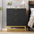 thumbnail image 1 of EastVita Modern 3 Drawer Dresser Wide Chest with Gold Metal Legs and Handles Wood Storage Organizer for Bedroom Living Room Hallway Black, 1 of 7