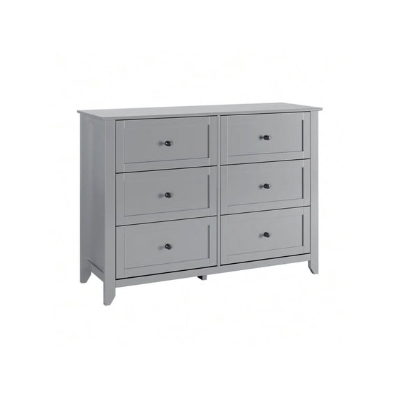 EastVita Modern 6 Chest Of Drawer Dresser, Modern Dresser With Deep Drawers And Nickel Round Handle, Wood Organizer Storage Cabinet For Bedroom, Living Room, Hallway