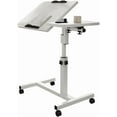 thumbnail image 1 of EastVita Movable Overbed Table with Wheels, 23.6-37.4in Adjustable Height Overbed Table, Rolling Tray Table, Medical Bedside Desk with 0-90 Degrees Tilting Surface for Home, 1 of 8