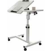 EastVita Movable Overbed Table with Wheels, 23.6-37.4in Adjustable Height Overbed Table, Rolling Tray Table, Medical Bedside Desk with 0-90 Degrees Tilting Surface for Home