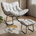 thumbnail image 1 of EastVita Outdoor Rattan Egg-Shaped Rocking Chair with Footstool White, 1 of 5