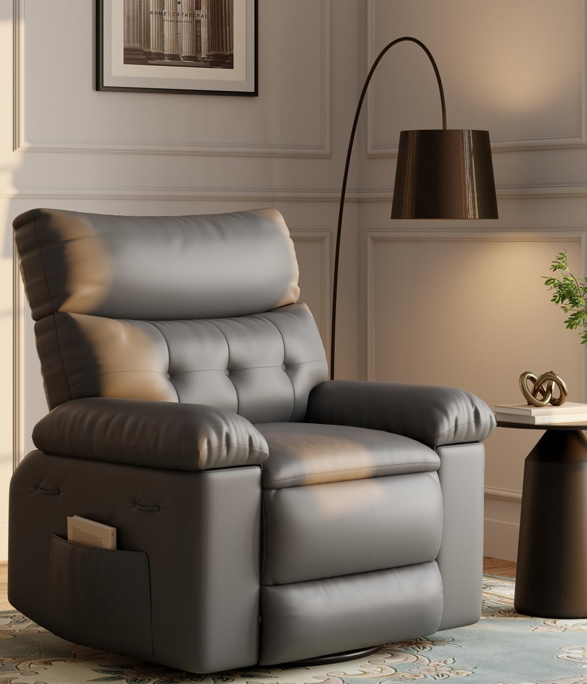 EastVita Oversized Recliner Chairs with Heat and Massage - 360 Swivel Lazy Boy Recliner Chair for Adults - Manual Rocking Chair with Remote Control for Living Rooms/Bedrooms and Nurseries - Creamy