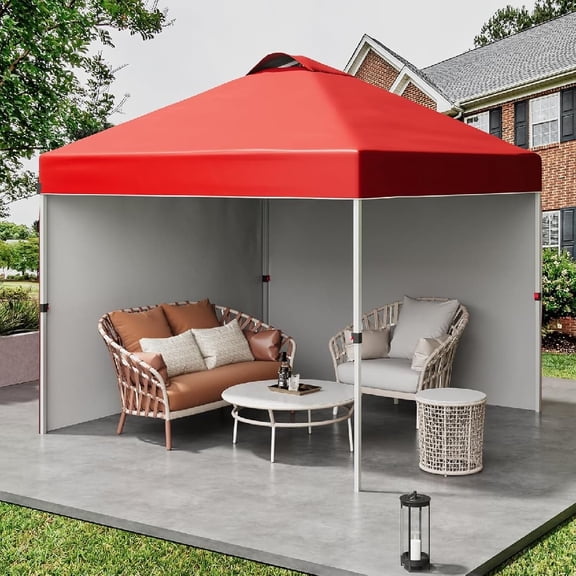 EastVita Pop Up Canopy Tent Commercial Heavy Duty 2 Removable Side Panels Privacy Wheeled Carry Bag 4 Sandbags Portable Sun Shelter for Camping Beach Parties Events
