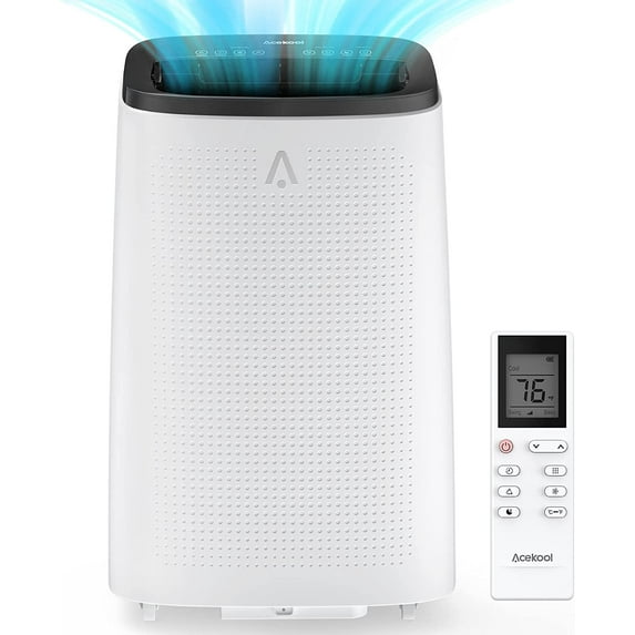 EastVita Portable Air Conditioner 14,000 BTU Indoor with Remote Control Quiet AC Unit Dehumidifier Fan Modes, Cooling Rooms up to 750 sq. ft, LED Display Grey