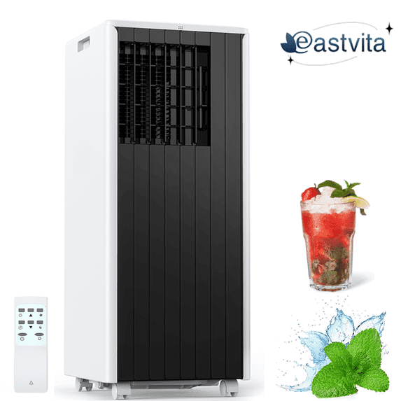 EastVita Portable Air Conditioner 8000 BTU, Air Conditioners Portable for Room up to 350 sq.ft. 3-in-1 Compact Indoor AC Unit, Window Installation Kit & Remote Control for Home Office