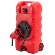 EastVita Portable Fuel Caddy 15 Gallon Gas Fuel Tank Container Caddy,Caddy with Shut-Off Valves,Siphon Mode Flow Rate of 2 Gallons Per Minute,Scarlet